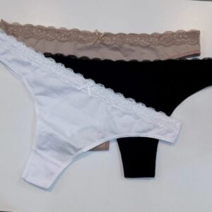 Cola Less De Algodón y Lycra Con Puntilla Pack x3