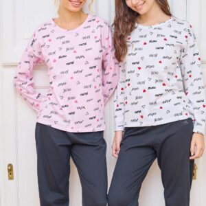 Conjunto Pantalón Liso y Remera Estampada XOXO