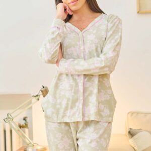 Pijama Camisero Largo Floreado
